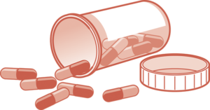 Illustration show a spilled bottle of pills